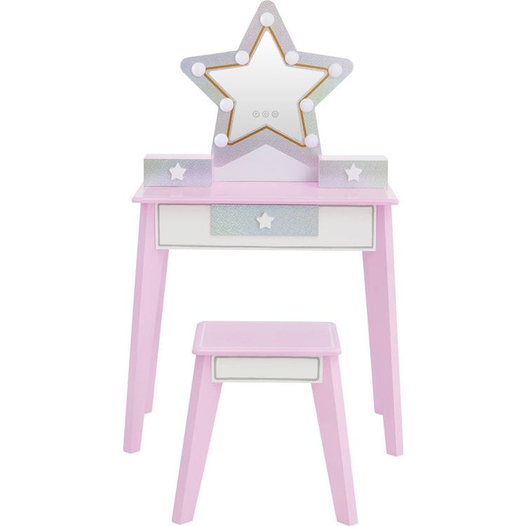 Teamson Kids - Fantasy Fields Little Princess Star Vanity with LED Mirror - Room Decor