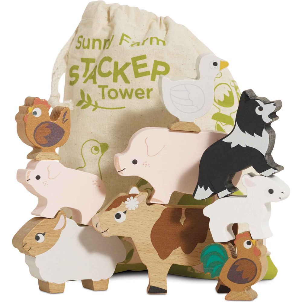 Le Toy Van - Farmyard Stacking Animals & Bag - Infants