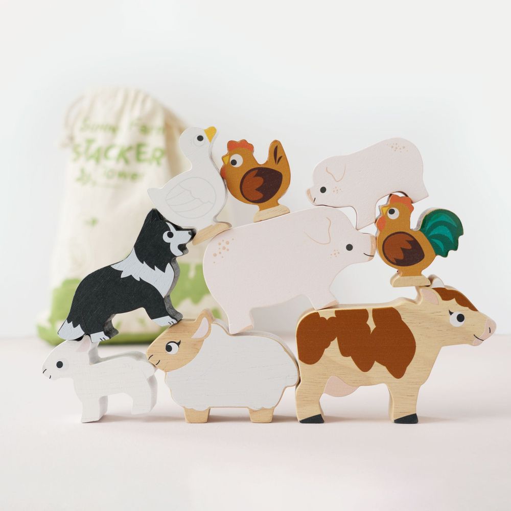 Le Toy Van - Farmyard Stacking Animals & Bag - Infants