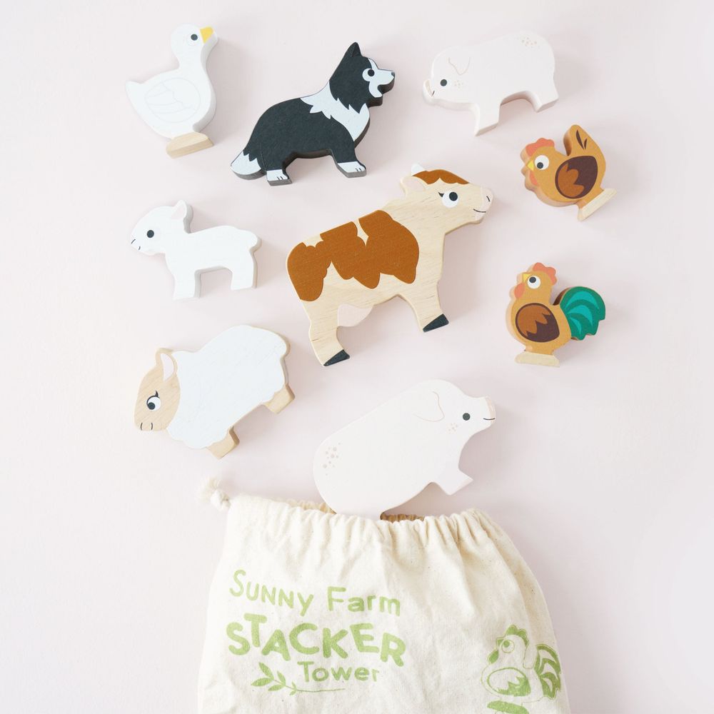Le Toy Van - Farmyard Stacking Animals & Bag - Infants