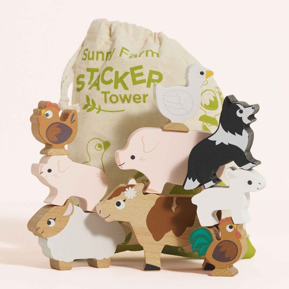 Le Toy Van - Farmyard Stacking Animals & Bag - Infants