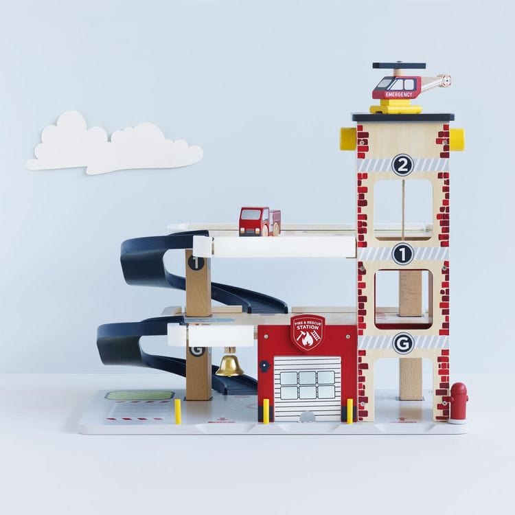 Le Toy Van - Fire & Rescue Wooden Garage - Preschool