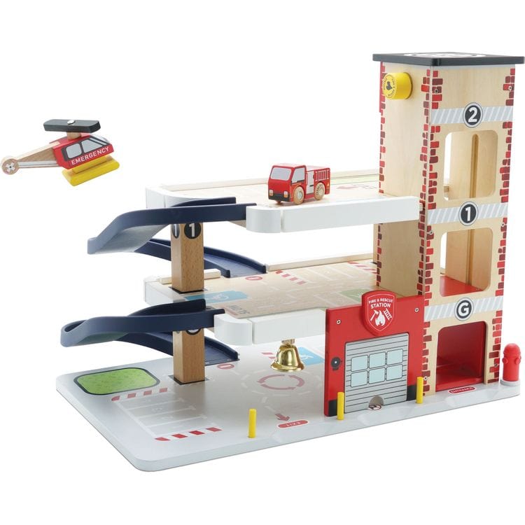 Le Toy Van - Fire & Rescue Wooden Garage - Preschool