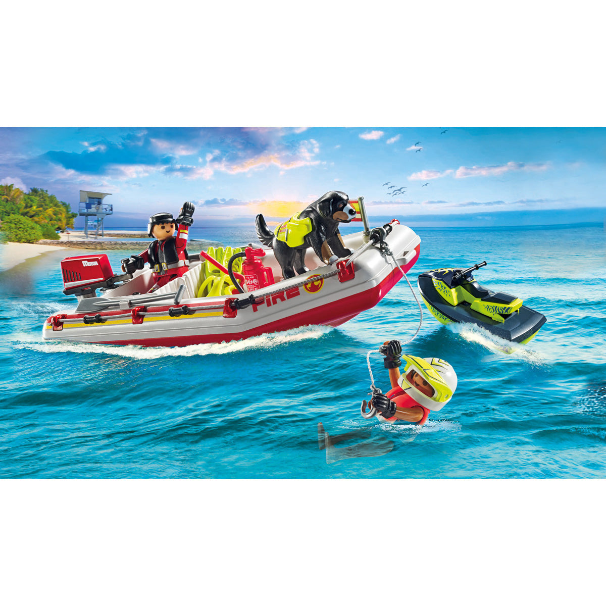 Playmobil - Fireboat with Water Scooter Playset - Preschool