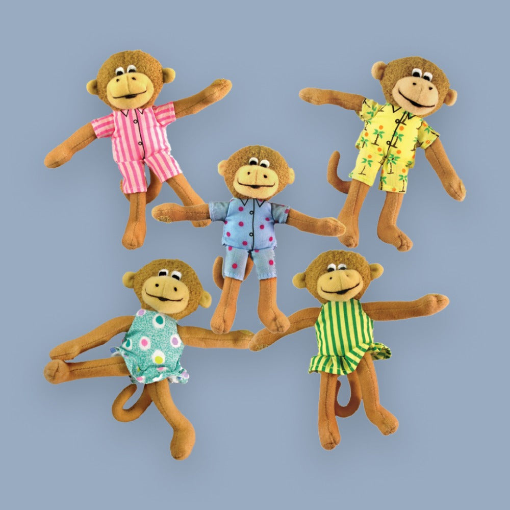 MerryMakers - Five Little Monkeys Finger Puppet Playset - Plush