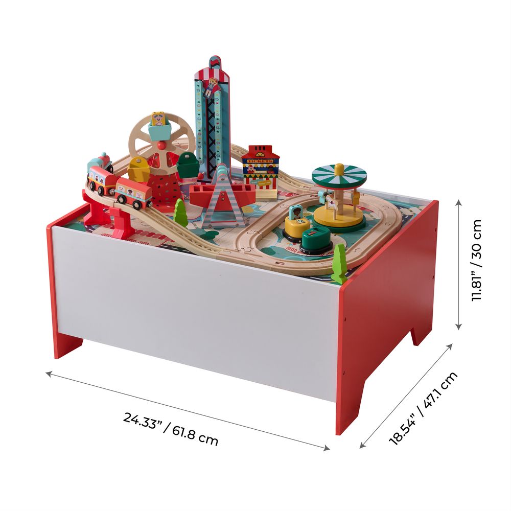 Teamson Kids - Florida Amusement Park Wooden Activity Table with 6 Mini-Games - Preschool