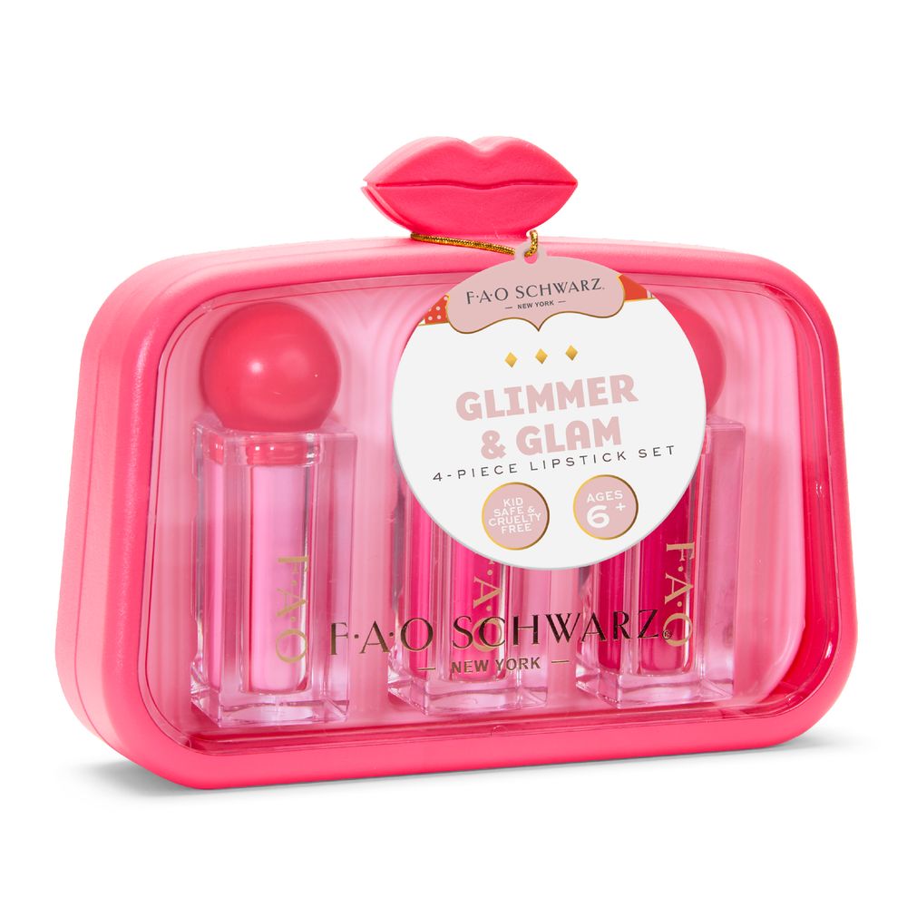 FAO Schwarz - Glimmer & Glam 4‑Piece Lipstick Set - Fashion Activity and Roleplay