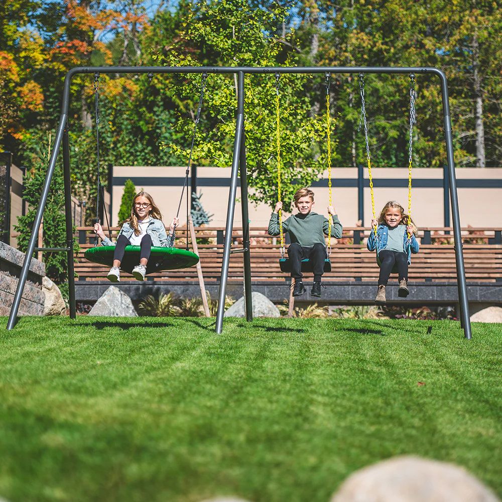 Springfree - Gobaplay TitanPro Swing Set with Green Saucer Tent Swing - Outdoor