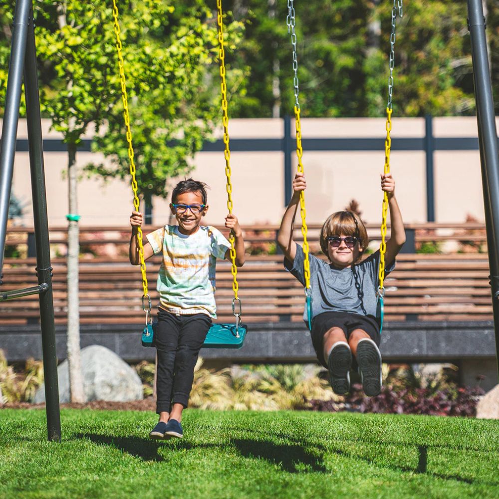 Springfree - Gobaplay TitanPro Swing Set with Green Saucer Tent Swing - Outdoor
