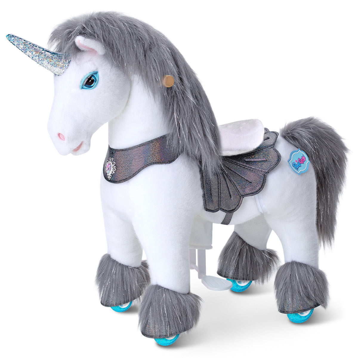 PonyCycle, Inc. - Grey Unicorn Model Y Ride on Toy - 3-4 Years - Preschool
