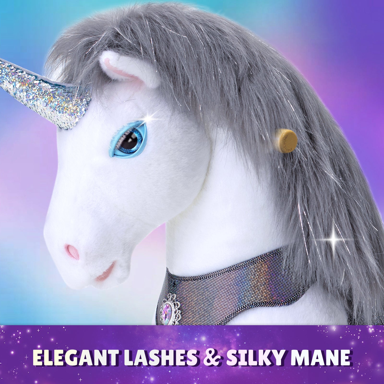 PonyCycle, Inc. - Grey Unicorn Model Y Ride on Toy - 3-4 Years - Preschool