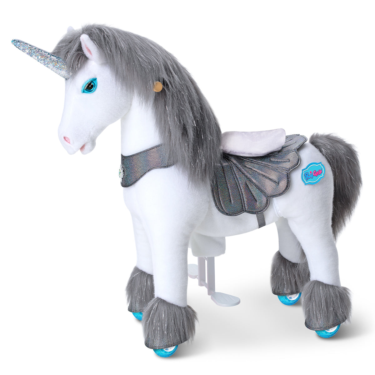 PonyCycle, Inc. - Grey Unicorn Model Y Ride on Toy - 4-7 Years - Outdoor