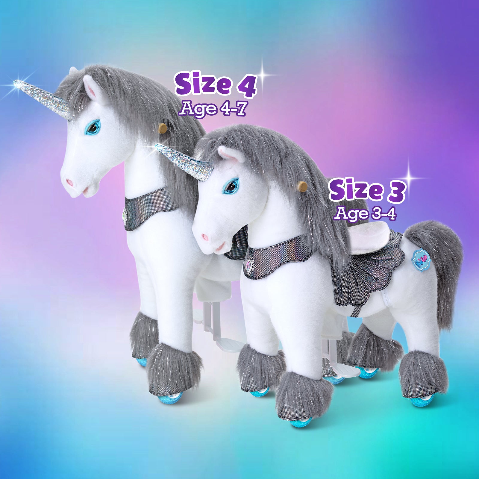 PonyCycle, Inc. - Grey Unicorn Model Y Ride on Toy - 4-7 Years - Outdoor