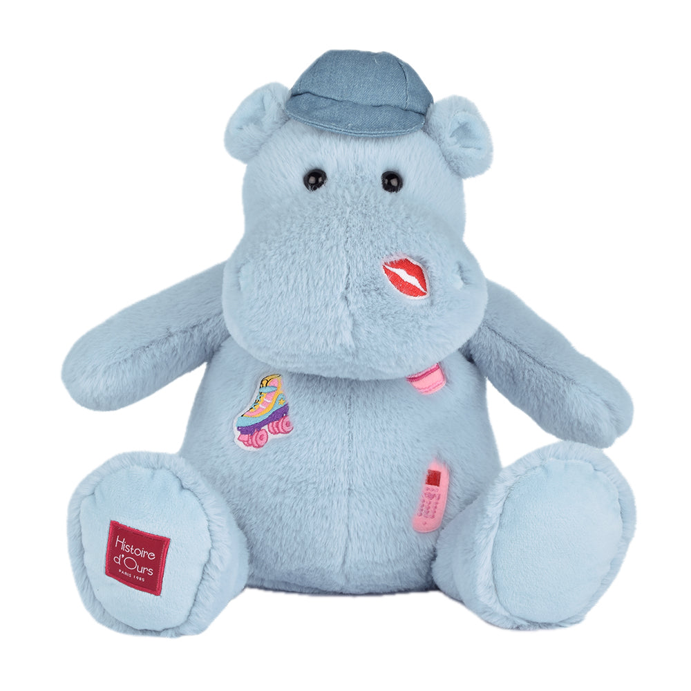 DouDou - Hippo Plush - Blue with Patches - Plush