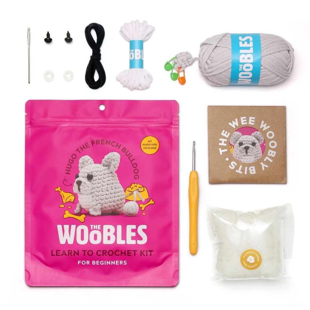 The Woobles - Hugo the French Bulldog Learn to Crochet Kit - Creativity