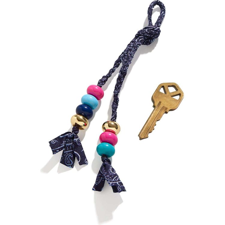 Minibar by BaubleBar - Kenna Braided Bandana Bag Charm - Blue - Trend Accessories