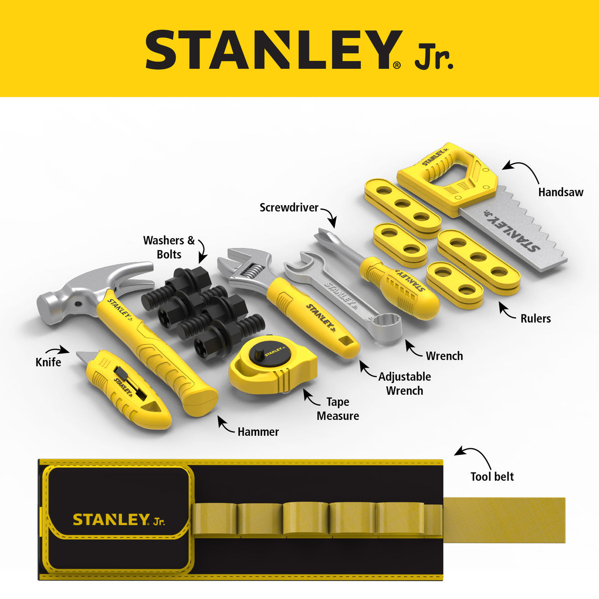 Stanley Jr. - Kids Tool Box - 25-Piece Toy Tool Set - Preschool