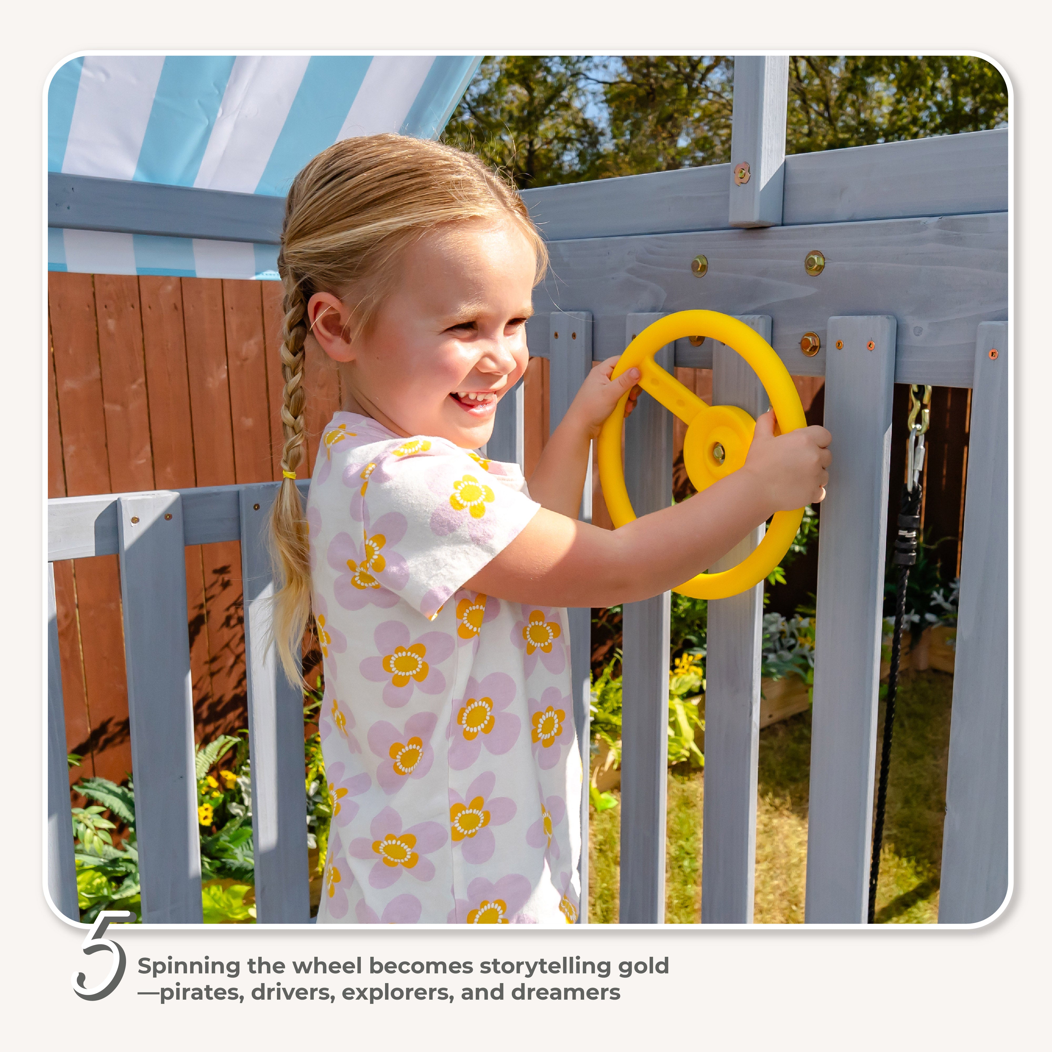 Teamson Kids - Laguna Wooden Swing Set with Slide & Rock Wall - Gray - Outdoor
