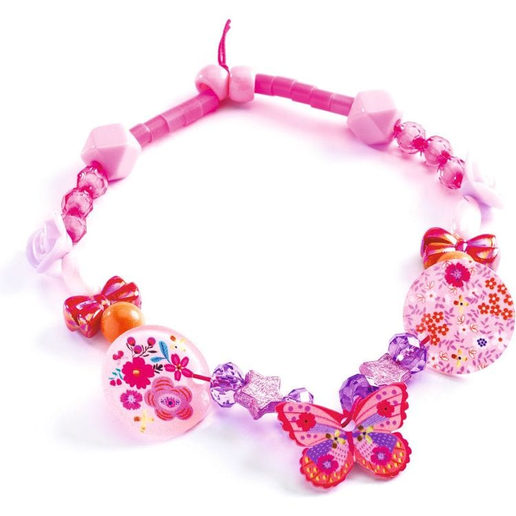 Djeco - Le Grand Artist Jewelry Making Bead Kit - Butterfly & Heart - Creativity