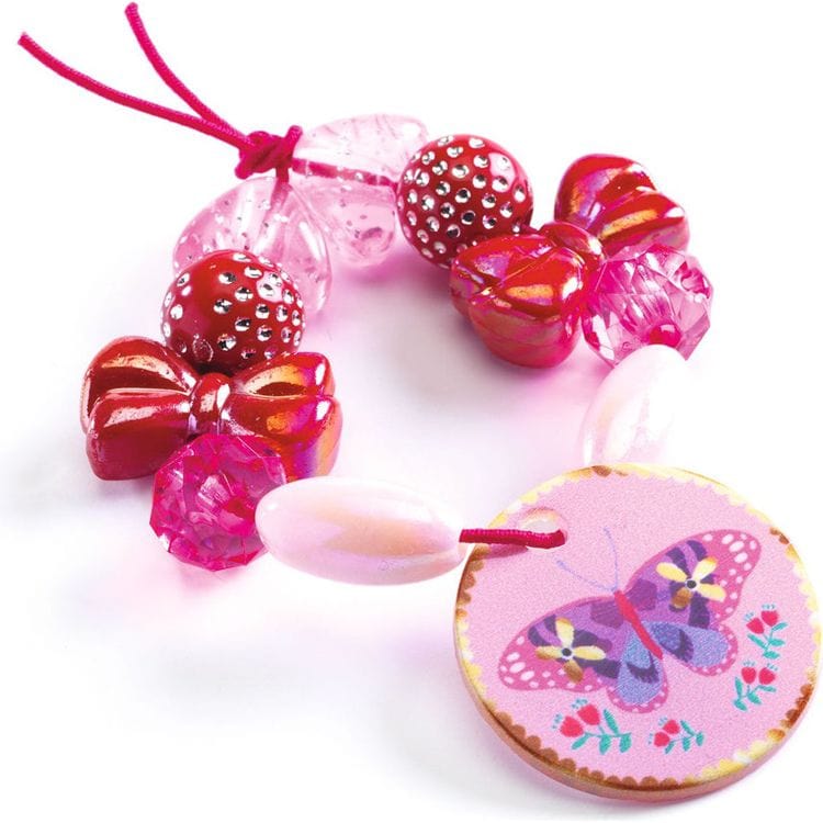 Djeco - Le Grand Artist Jewelry Making Bead Kit - Butterfly & Heart - Creativity