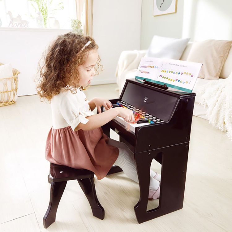 Hape - Learn with Lights Black Piano & Stool - Music
