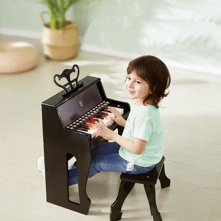 Hape - Learn with Lights Black Piano & Stool - Music