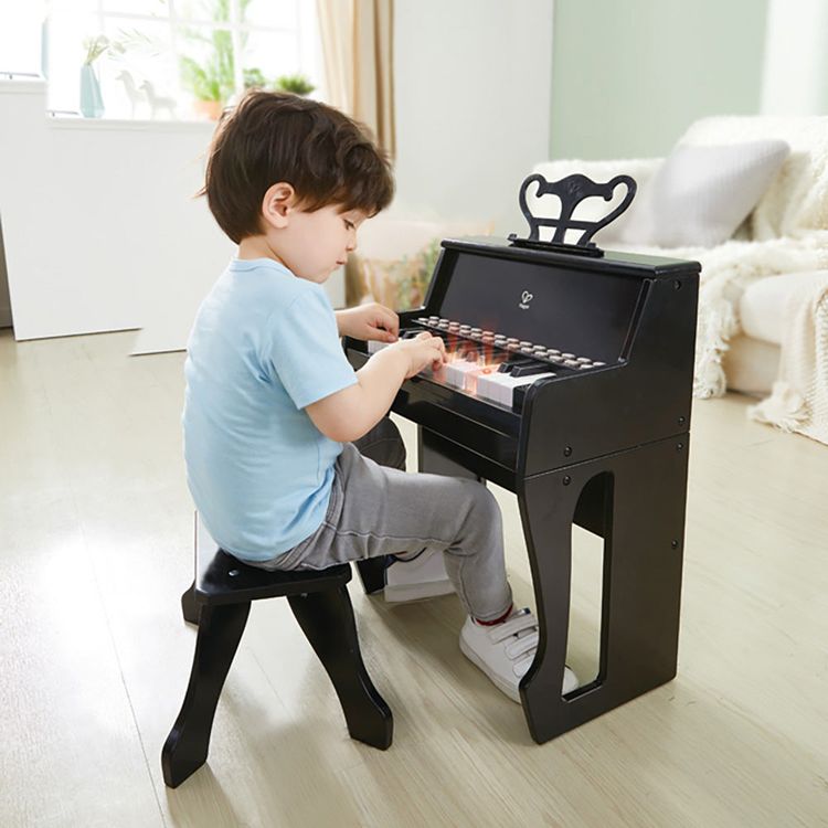 Hape - Learn with Lights Black Piano & Stool - Music