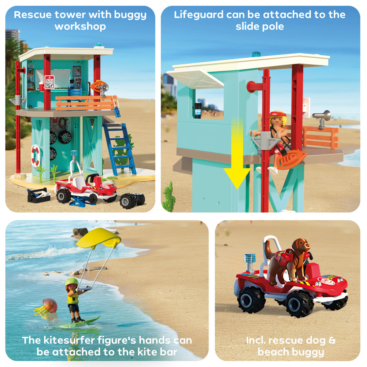 Playmobil - Lifeguard Tower with Beach Buggy Playset - Preschool