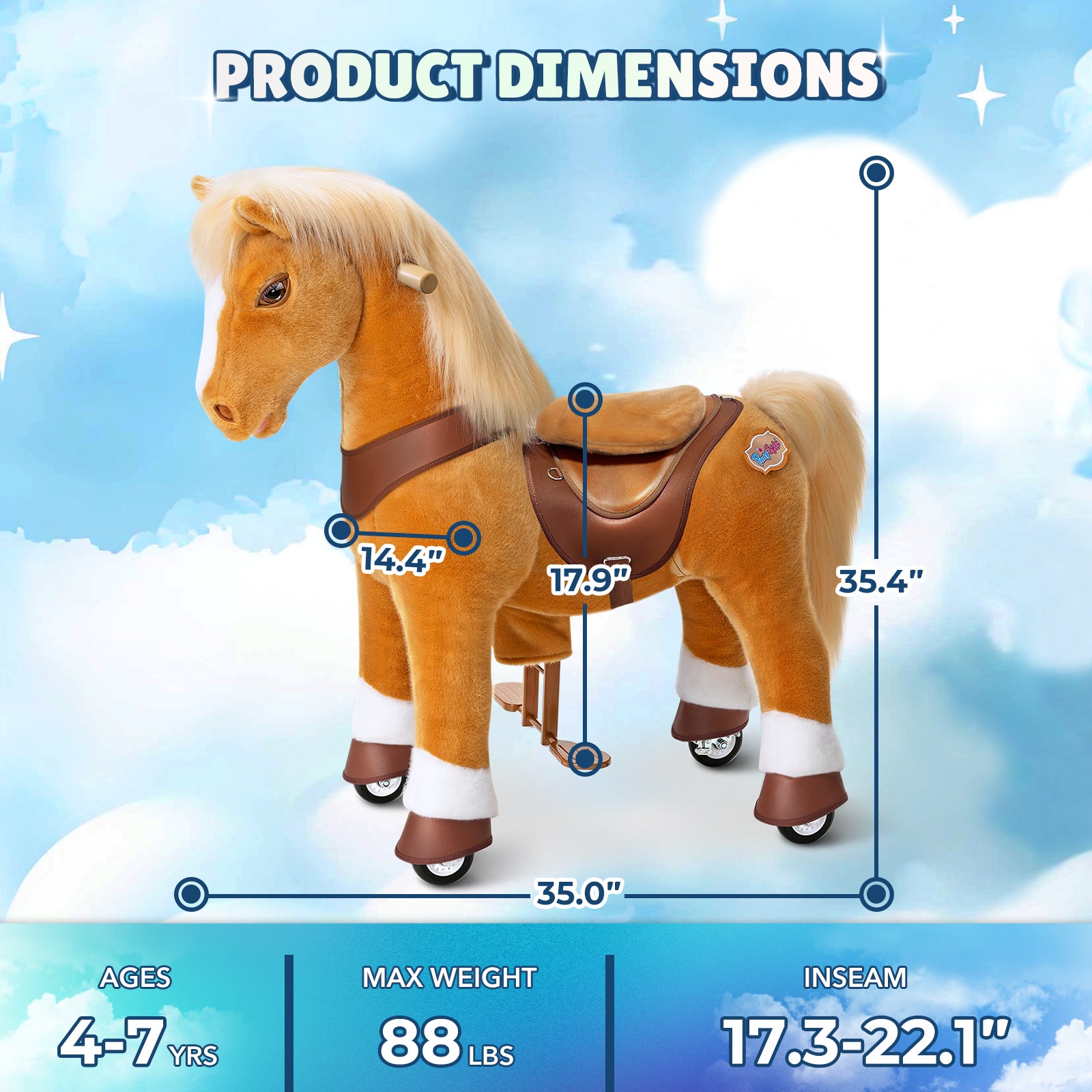 PonyCycle, Inc. - Light Brown Horse Model Y Ride on Toy - 4-7 Years - Outdoor