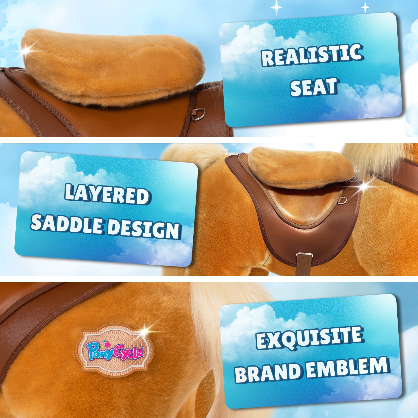 PonyCycle, Inc. - Light Brown Horse Model Y Ride on Toy - Age 3-4 Years - Preschool