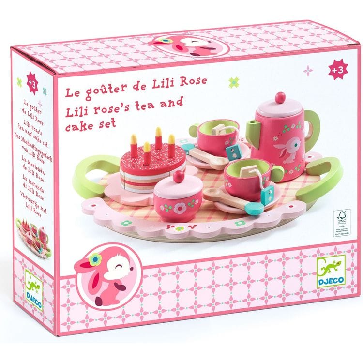 Djeco - Lili Rose Tea Party Pretend Play Set - Preschool