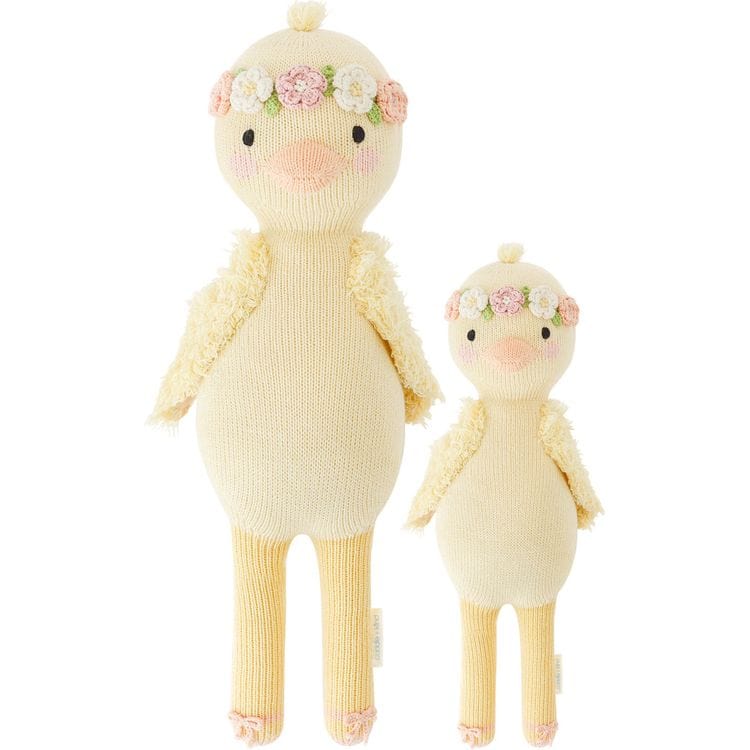 Cuddle And Kind - Little 13" Flora the Duckling (With Flower Crown) Hand-Knit Doll - Plush