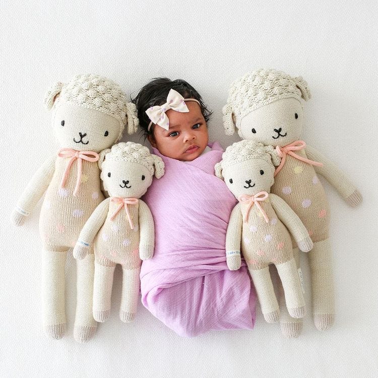 Cuddle And Kind - Little 13" Lucy the Lamb (Pastel) Hand-Knit Doll - Plush