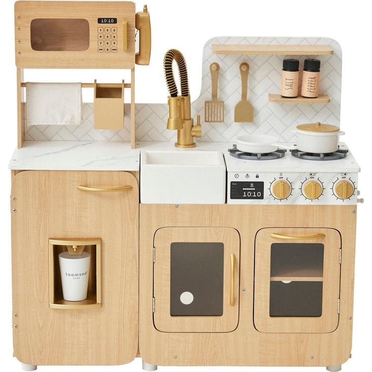 Teamson Kids - Little Chef Cyprus Play Kitchen with 14-Piece Accessory Set - Preschool