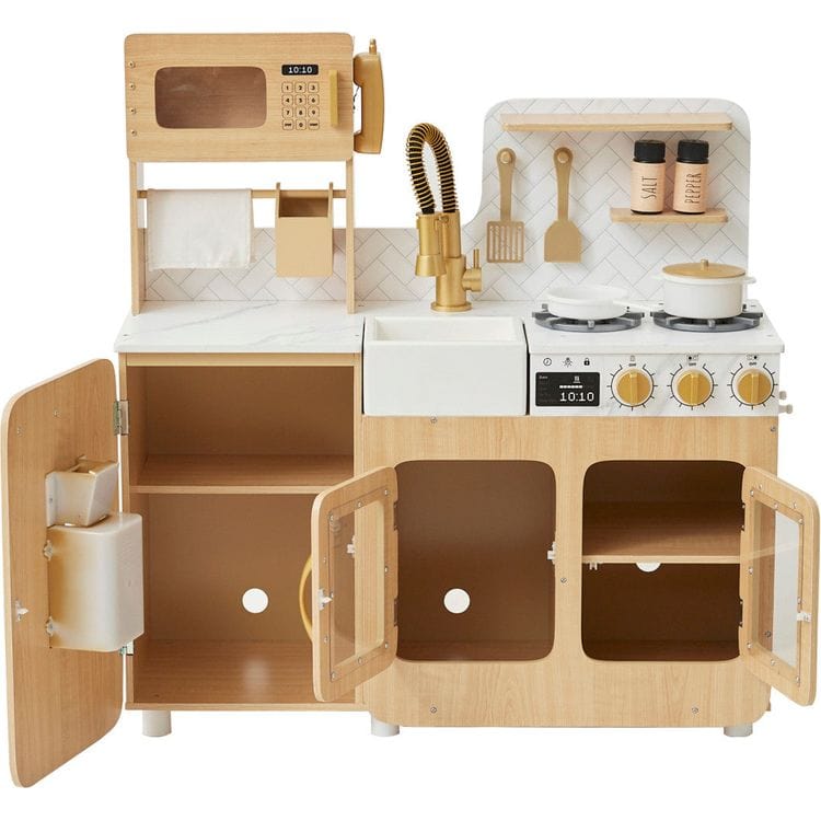 Teamson Kids - Little Chef Cyprus Play Kitchen with 14-Piece Accessory Set - Preschool