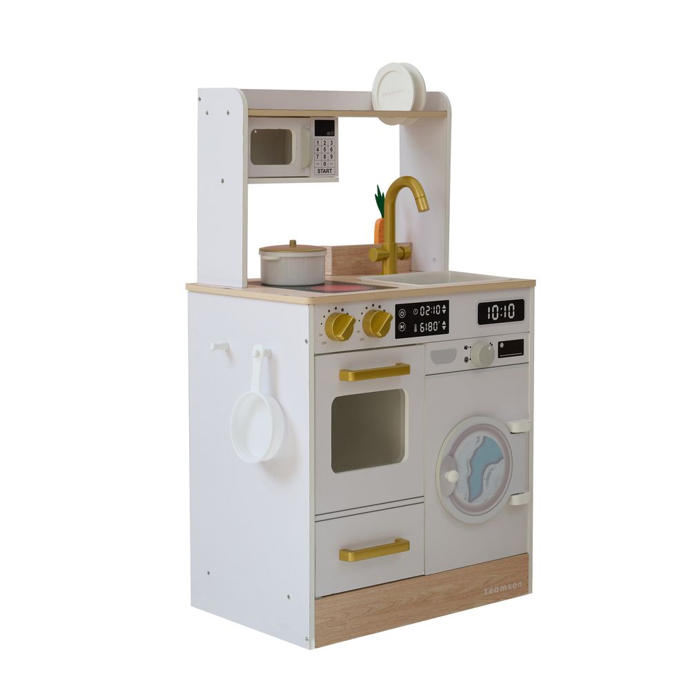 Teamson Kids - Little Chef Lake Tahoe Wooden Play Kitchen Washer & Mini Garden - White - Preschool