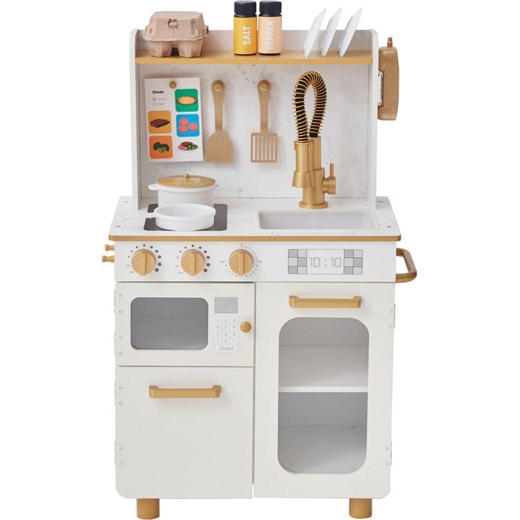 Teamson Kids - Little Chef Memphis Play Kitchen + Accessories - White/Gold - Preschool