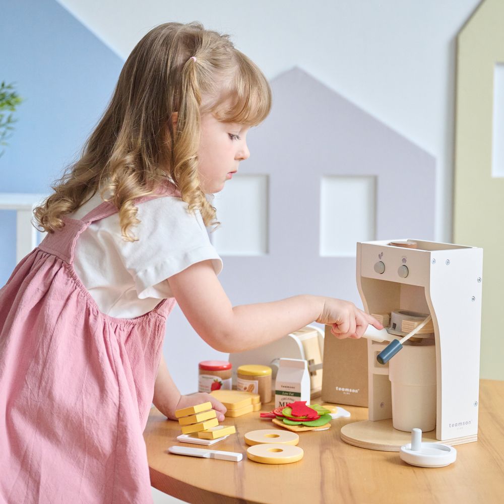 Teamson Kids - Little Chef Santa Barbara Wooden Healthy Breakfast to Go - Preschool