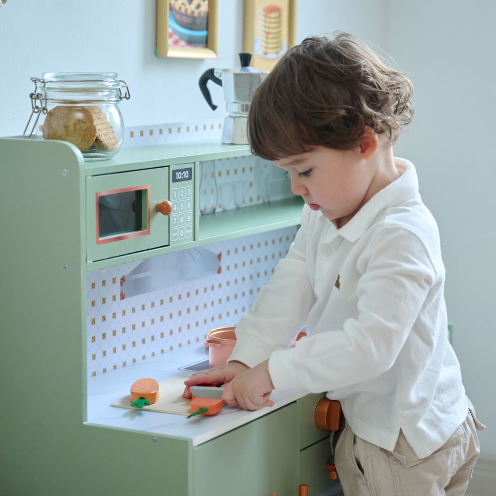 Teamson Kids - Little Chef St. Louis Wooden Play Kitchen with Sink & Ice Dispenser - Green - Preschool