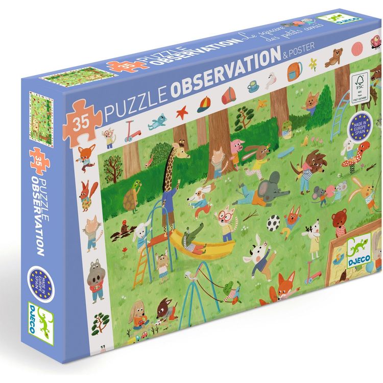 Djeco - Little Friends' Garden 35 Piece Observation Puzzle & Poster - Puzzles