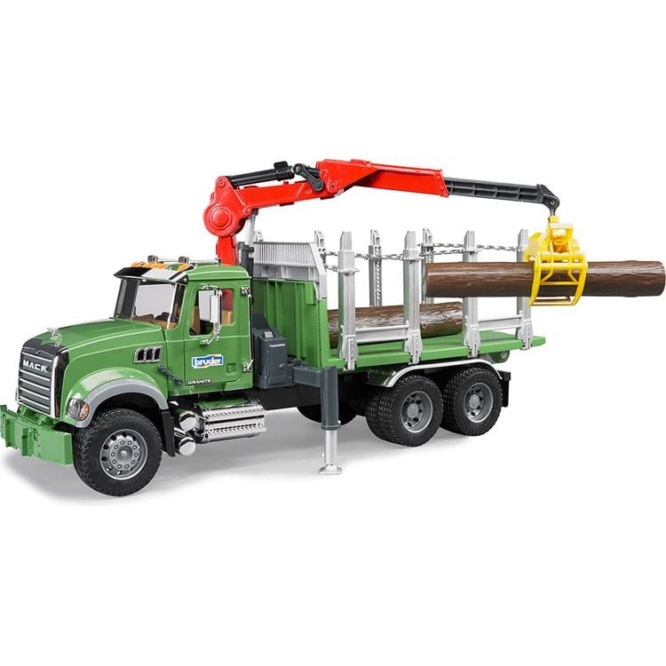 Bruder - Mack Granite Timber Truck with Loading Crane & 3 Trunks - Vehicles