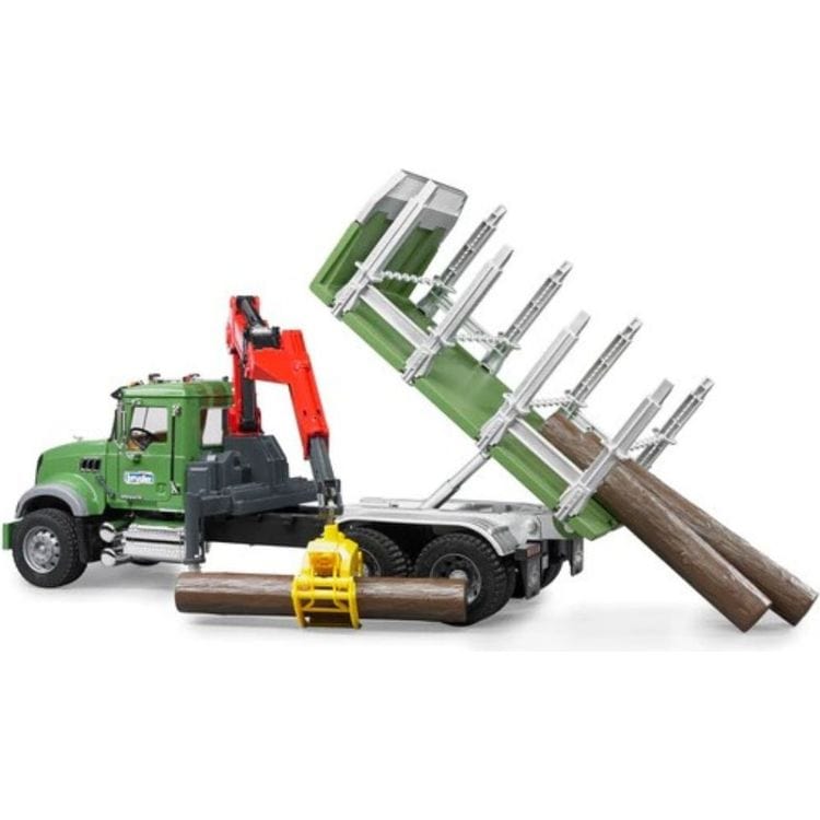 Bruder - Mack Granite Timber Truck with Loading Crane & 3 Trunks - Vehicles