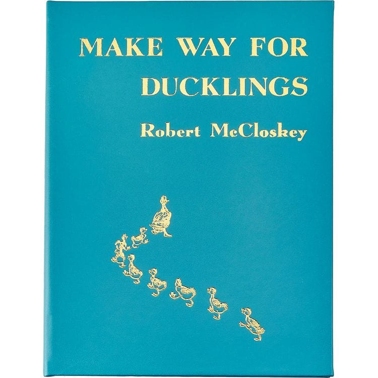 Graphic Image - "Make Way For Ducklings" Book in Teal Blue Italian Leather - Books