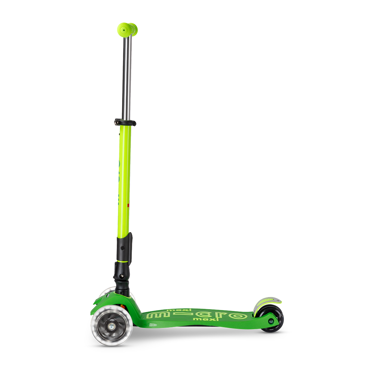 Micro Kickboard - Maxi Deluxe Foldable LED Neon Scooter - Parrot Green - Outdoor