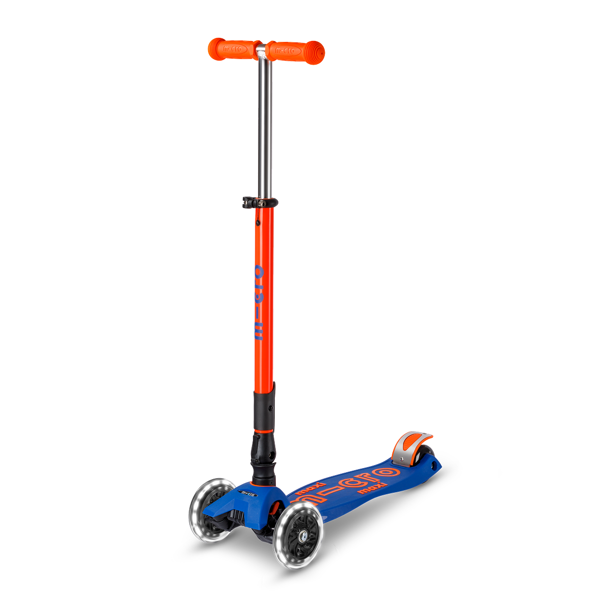 Micro Kickboard - Maxi Deluxe Foldable Neon LED Scooter - Blaze Orange - Outdoor