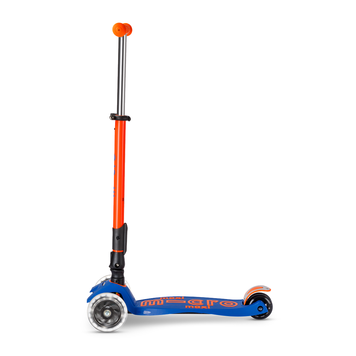 Micro Kickboard - Maxi Deluxe Foldable Neon LED Scooter - Blaze Orange - Outdoor