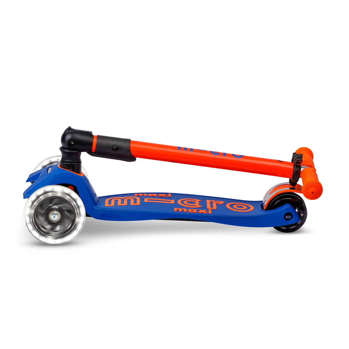 Micro Kickboard - Maxi Deluxe Foldable Neon LED Scooter - Blaze Orange - Outdoor
