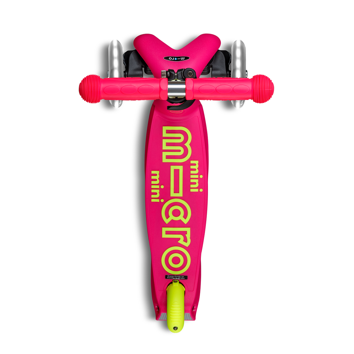 Micro Kickboard - Mini Deluxe Foldable LED Scooter - Neon Flamingo Pink/Yellow - Outdoor