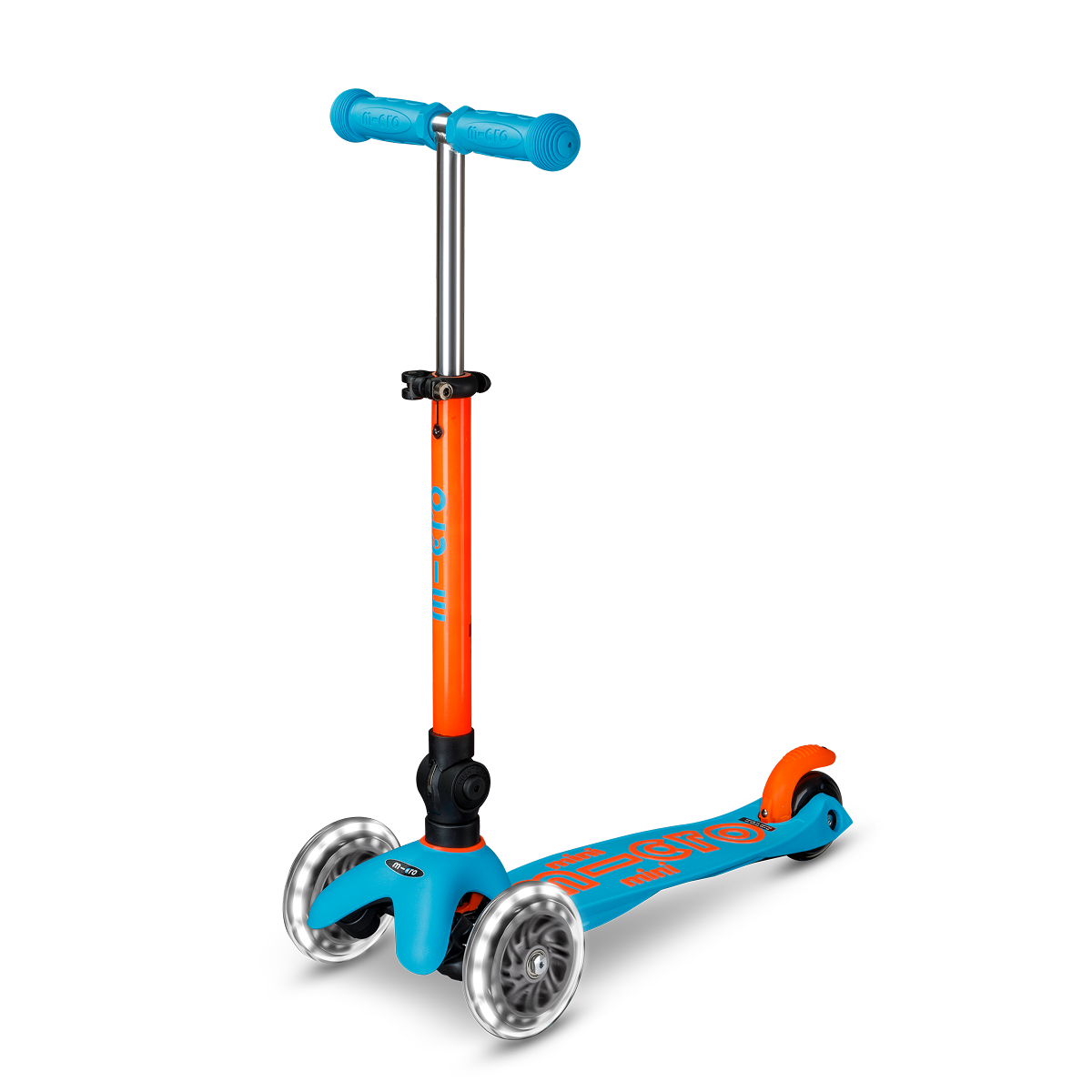 Micro Kickboard - Mini Deluxe Foldable LED Scooter - Neon Sunset Orange/Aqua - Outdoor