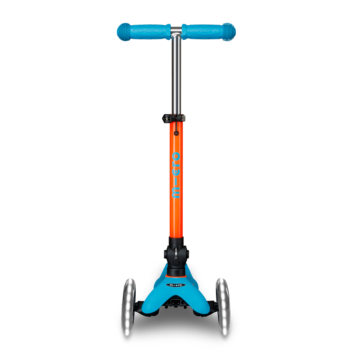 Micro Kickboard - Mini Deluxe Foldable LED Scooter - Neon Sunset Orange/Aqua - Outdoor